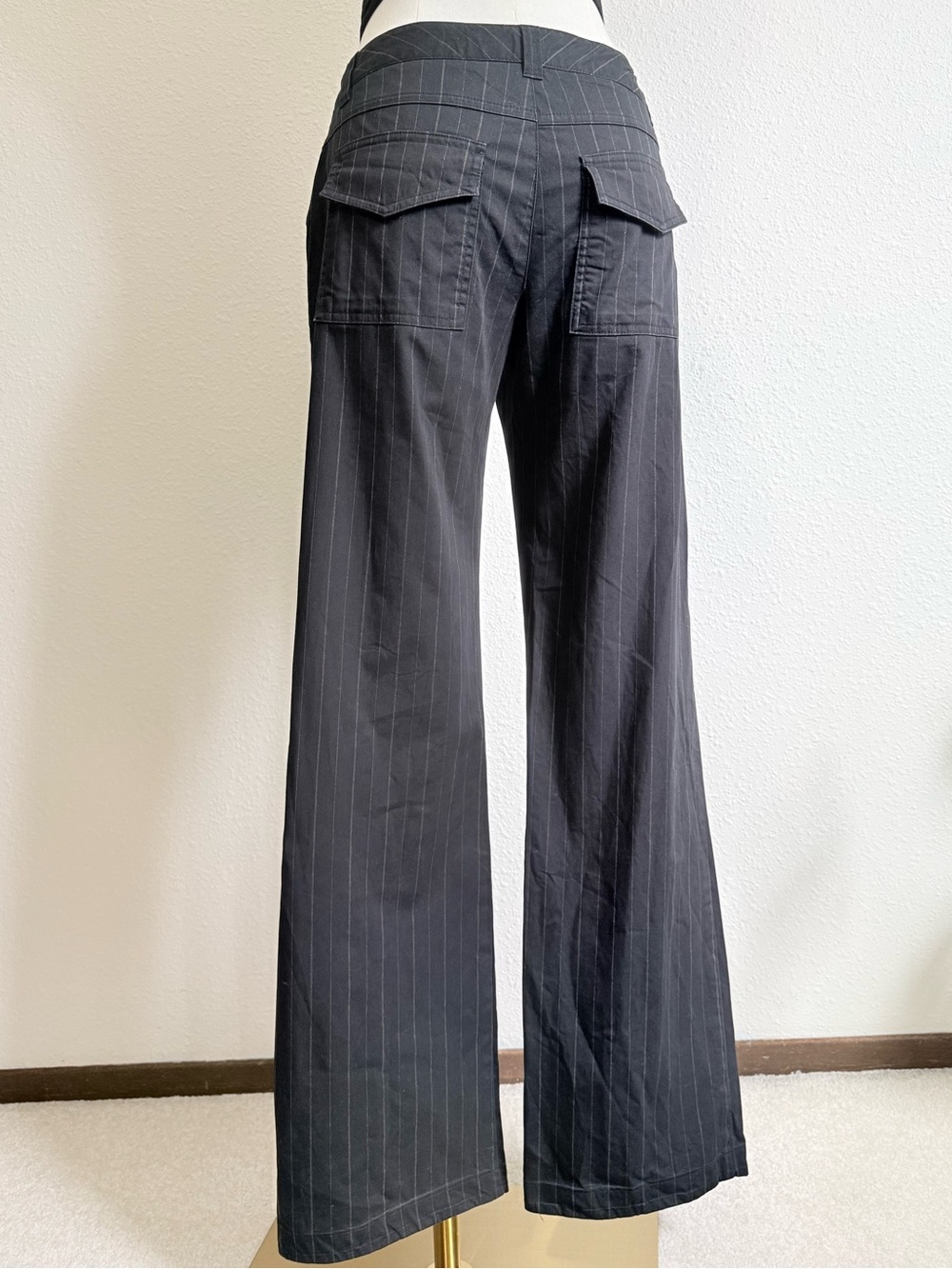Vintage Old Navy Low Rise Flare Pants Pinstripe Y2K Grunge Minimalist - Picture 3 of 7